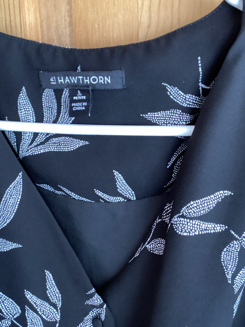 41 Hawthorn Black Blouse with White Leaf Print
